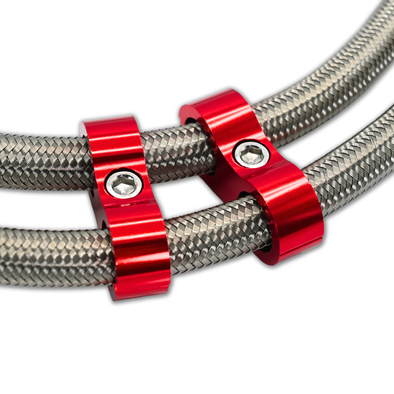 -8AN Billet Hose Line Divider Separators Red (1/2")
