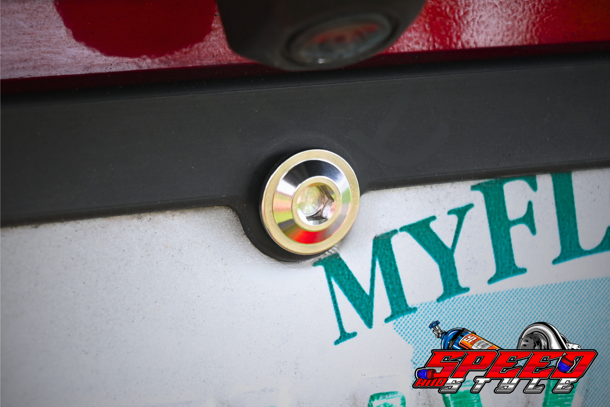 Titanium Anti Theft Hex License Plate Bolts Installed